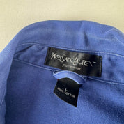 Early 2000s Yves Saint Laurent YSL Embroidered Logo Cotton Harrington Jacket L