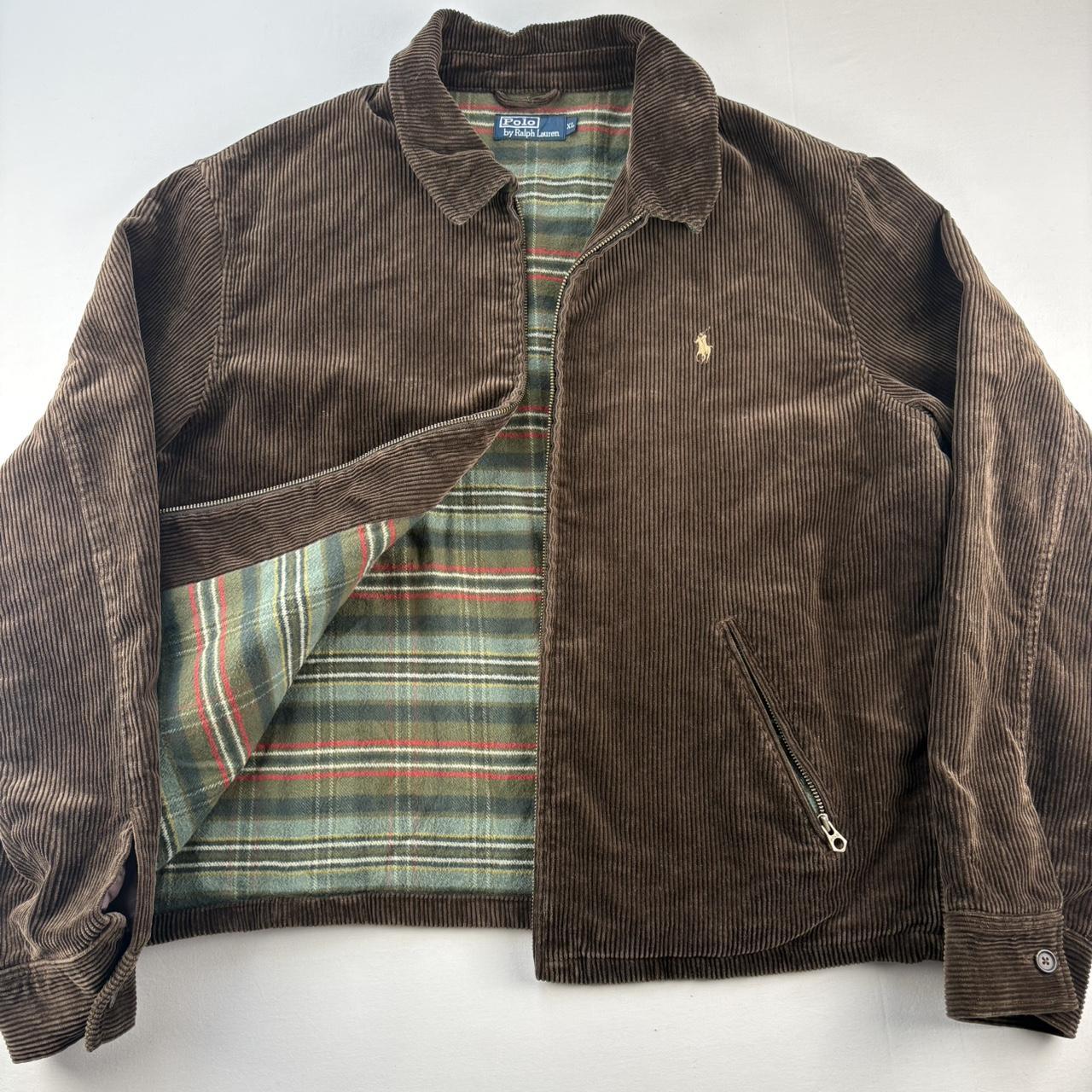 Rare Early 2000s Polo Ralph Lauren Plaid Green Lining Brown Corduroy Harrington Jacket XL