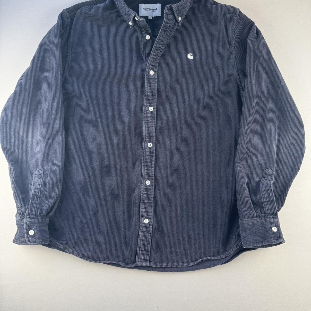 Navy Carhartt WIP Long Sleeve Madison Corduroy Button Down Shirt L