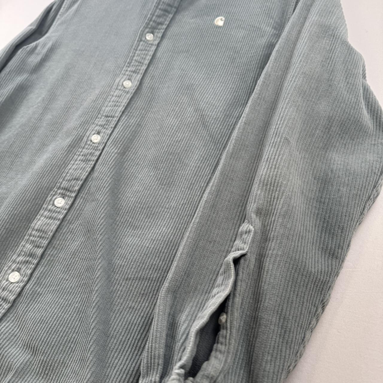 Light Teal Carhartt WIP Long Sleeve Madison Corduroy Button Down Shirt S