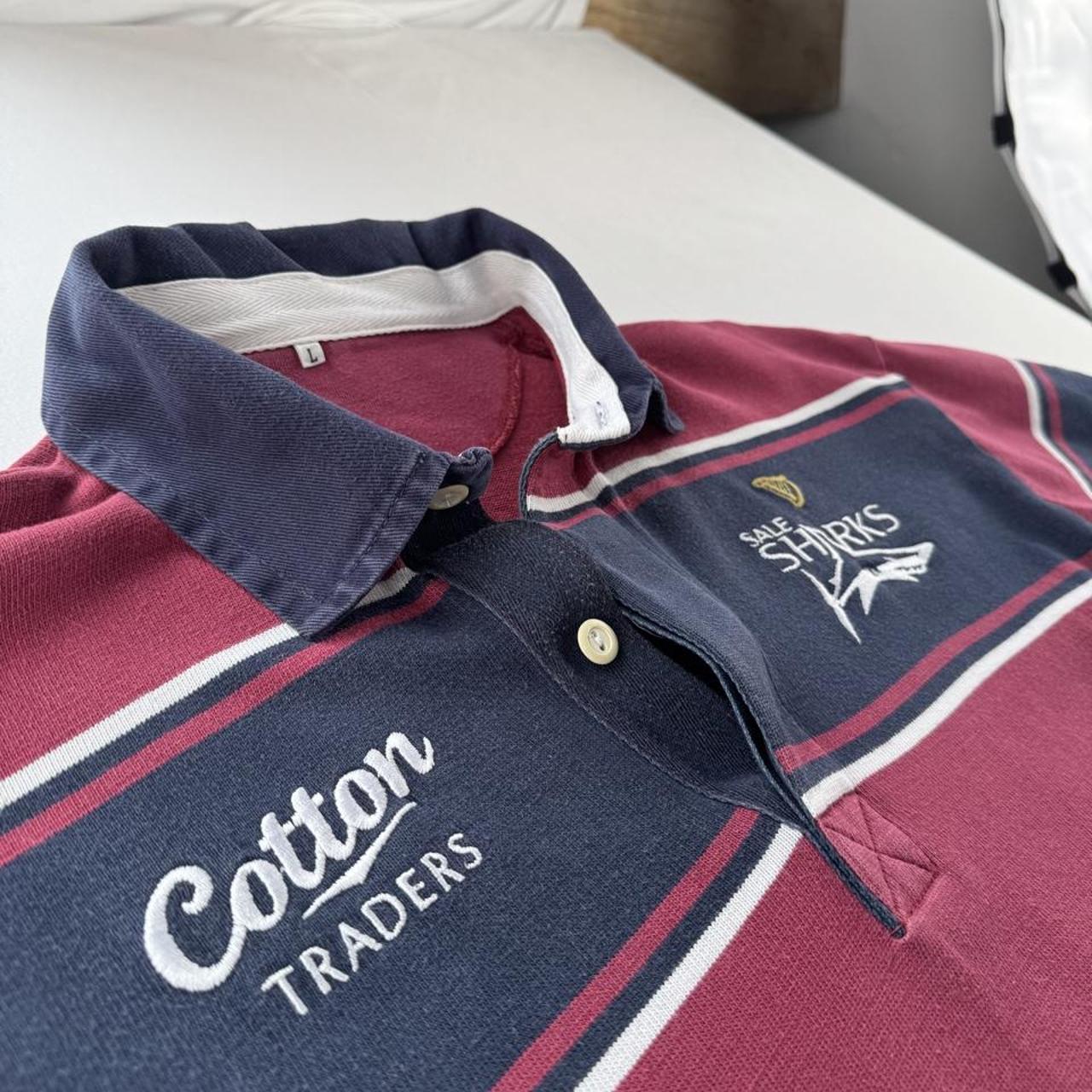 1990s Sale Sharks Striped Rugby Polo Shirt L