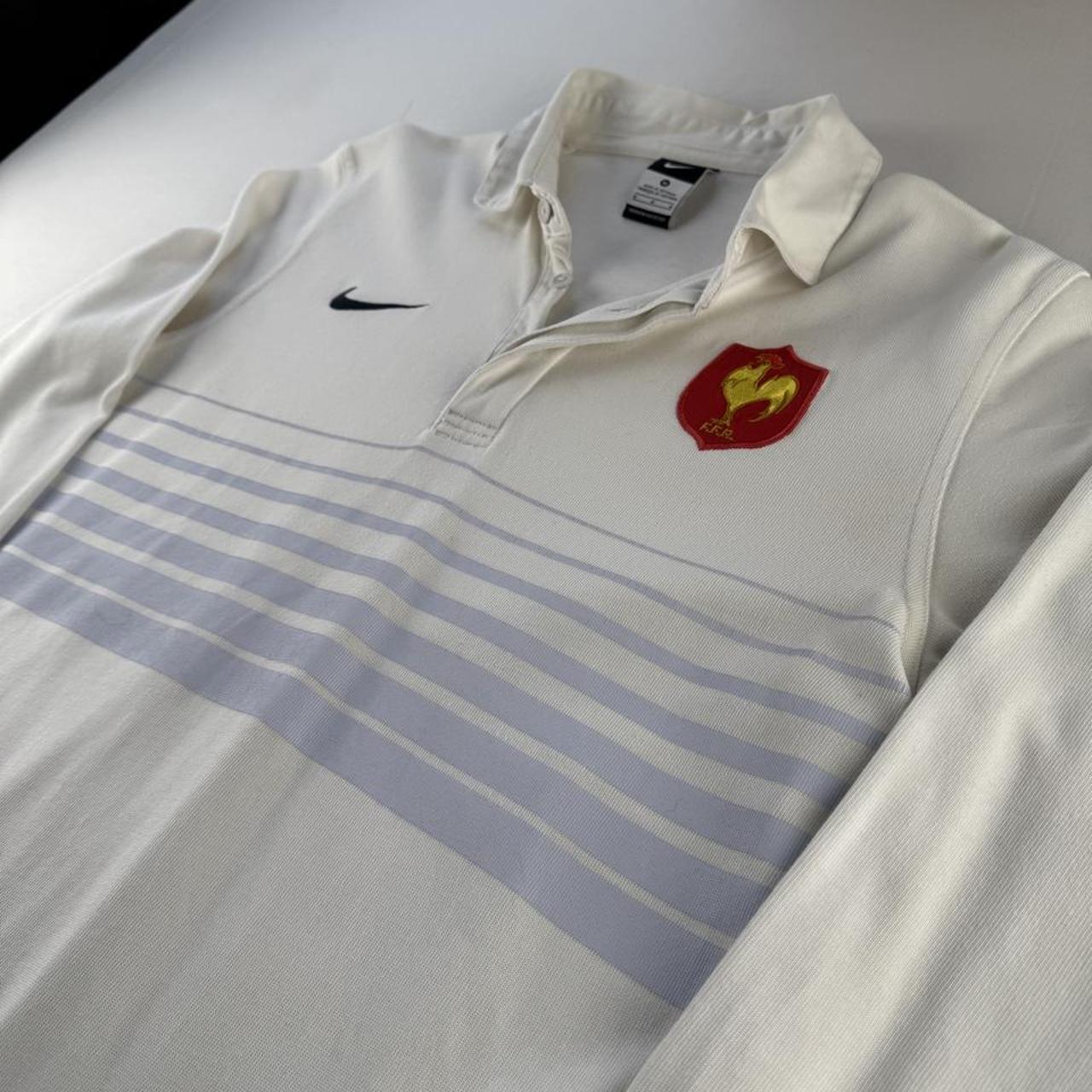 Mid 2000s Nike France Striped Rugby Polo Shirt M