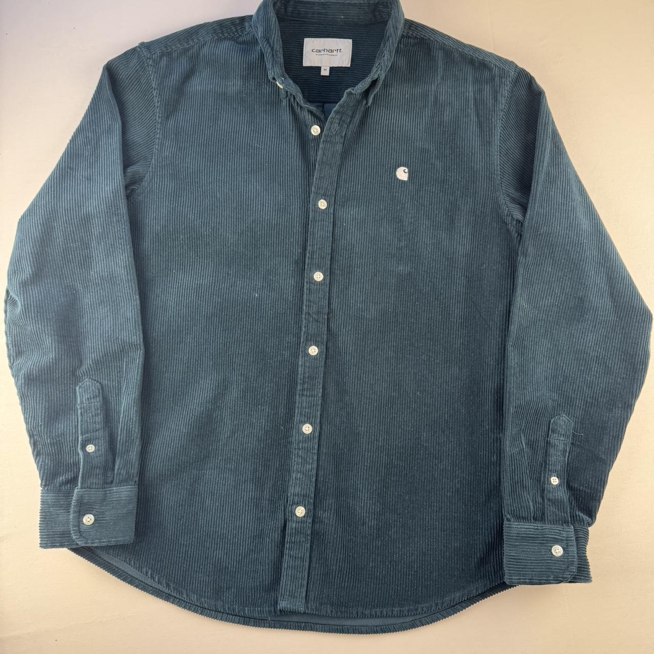 Teal Carhartt WIP Long Sleeve Madison Corduroy Button Down Shirt M