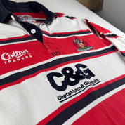 1999 Gloucester Rugby Cotton Traders Striped Rugby Polo Shirt L