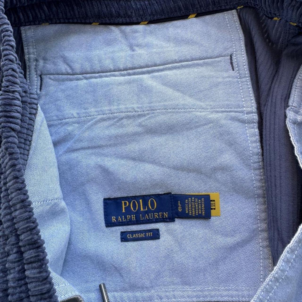 Polo Ralph Lauren navy corduroy shorts with embroidered logo and classic fit.