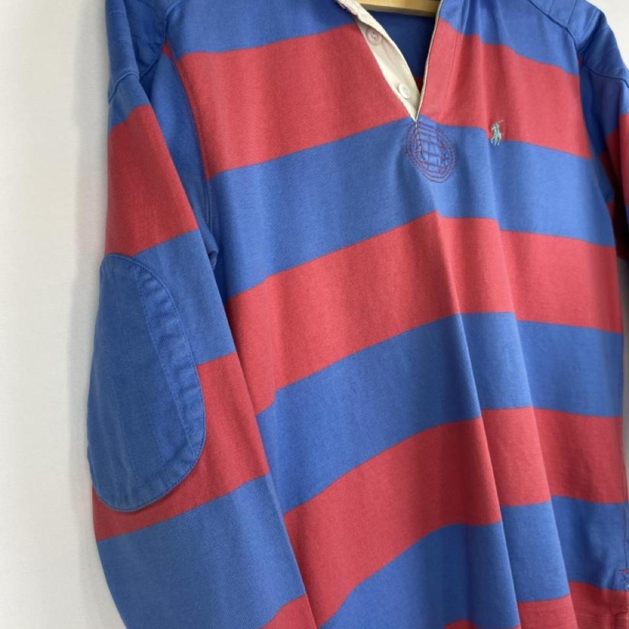 Polo Ralph Lauren striped rugby polo shirt red and blue with embroidered logo.