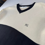Yves Saint Laurent YSL Embroidered Spellout V-Neck Knitted Jumper L
