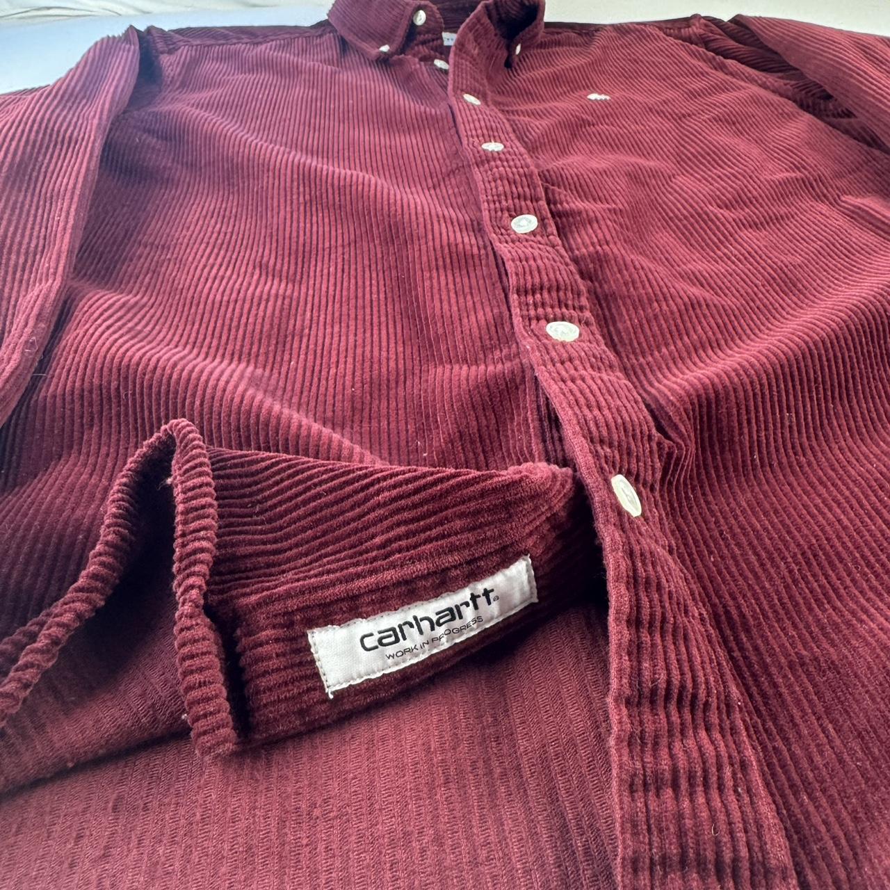 Burgundy Carhartt WIP Long Sleeve Madison Corduroy Button Down Shirt M
