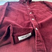 Burgundy Carhartt WIP Long Sleeve Madison Corduroy Button Down Shirt M