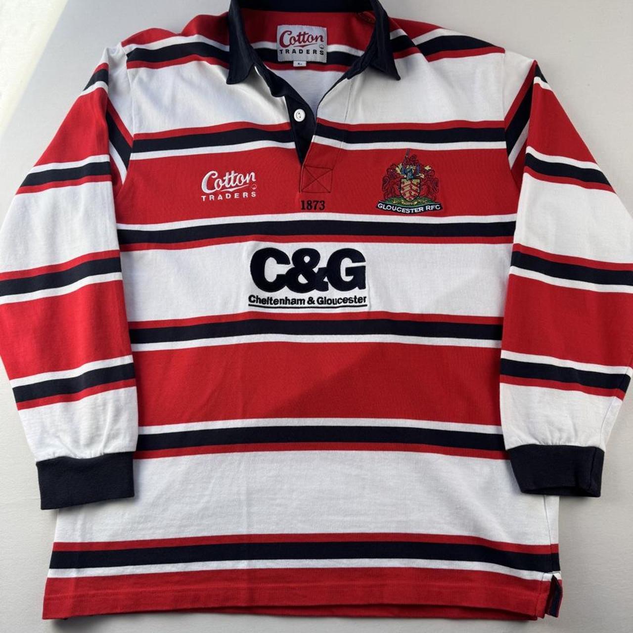 Late 1990s Cotton Traders Gloucester Rugby Polo Shirt L