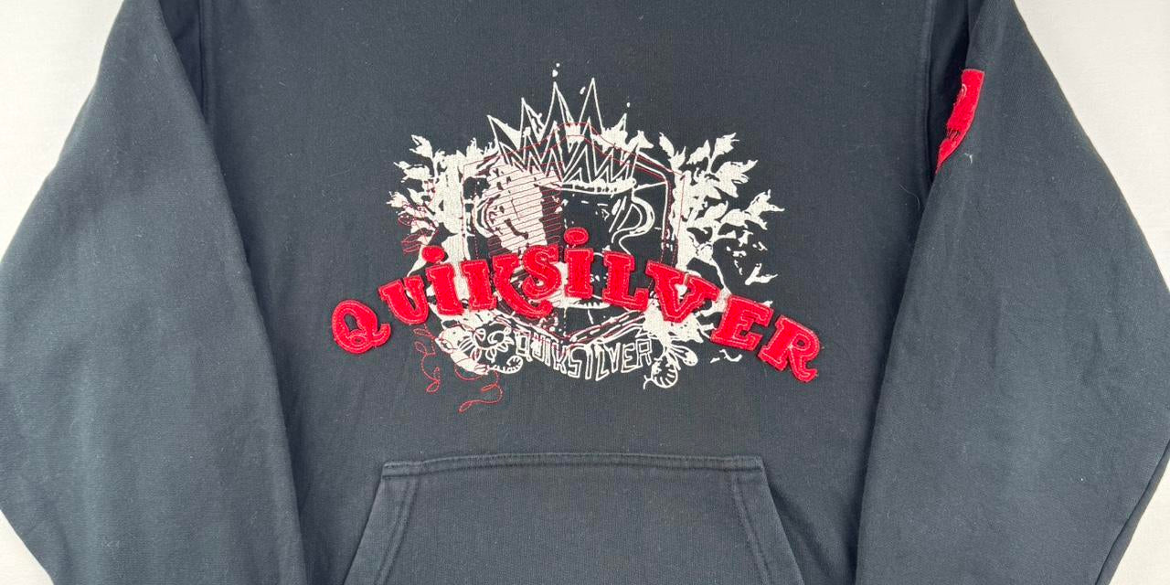 Quiksilver Embroidered Spellout Surf y2k Hoodie S