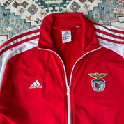 Adidas Benfica track jacket red with white logo and sporty design details.