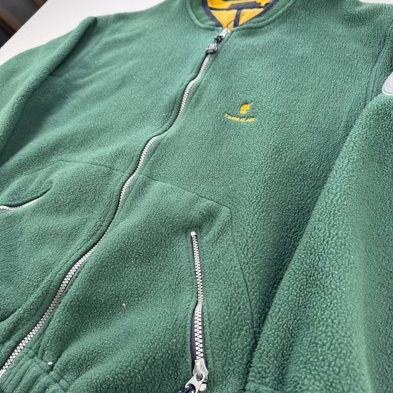 2000s Green Timberland Embroidered Full Zip Fleece Jacket M