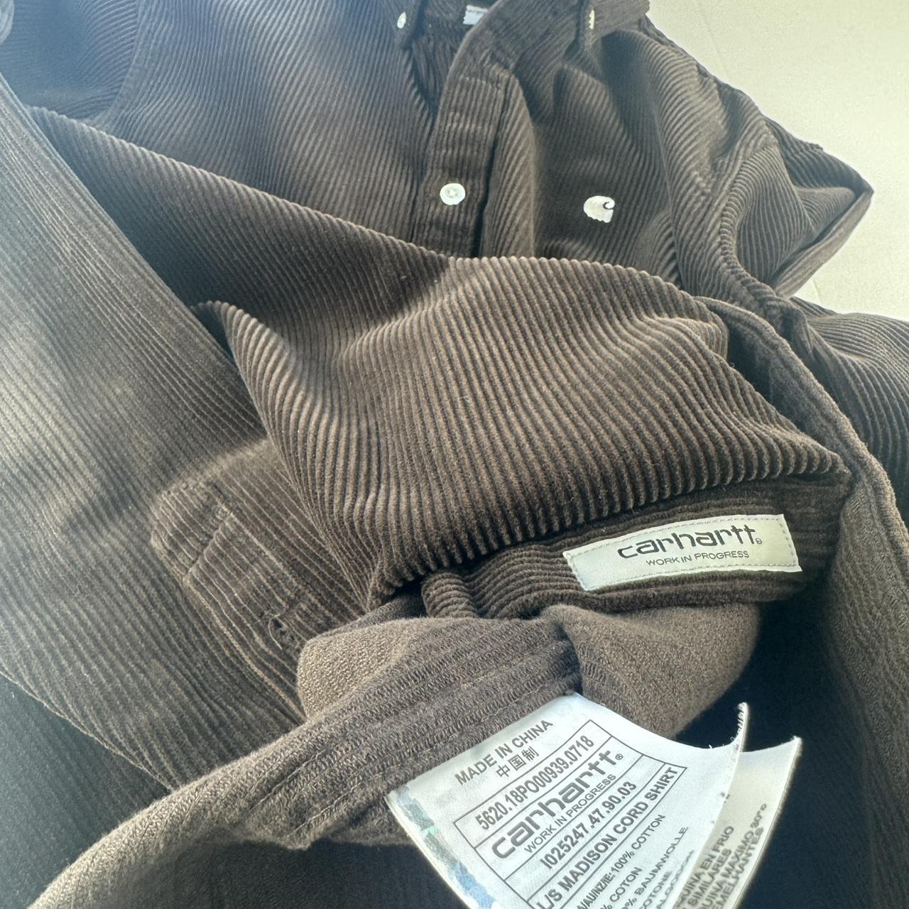 Brown Carhartt WIP Long Sleeve Madison Corduroy Button Down Shirt Small