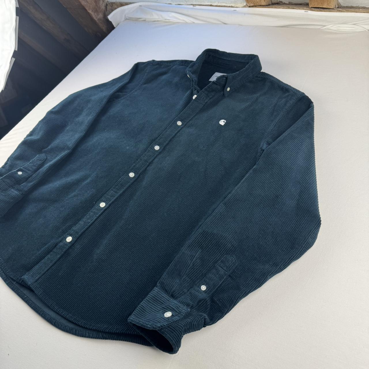 Teal Carhartt WIP Long Sleeve Madison Corduroy Button Down Shirt M