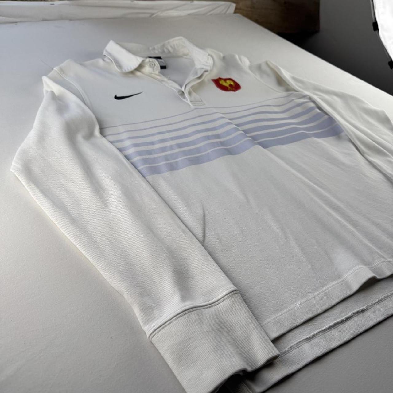 Mid 2000s Nike France Striped Rugby Polo Shirt M