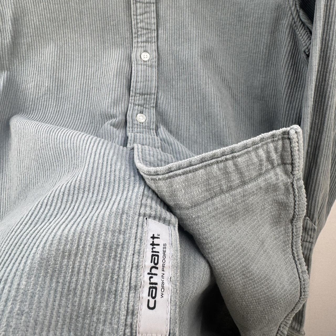 Light Teal Carhartt WIP Long Sleeve Madison Corduroy Button Down Shirt S