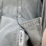 Light Teal Carhartt WIP Long Sleeve Madison Corduroy Button Down Shirt S
