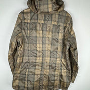 Barbour cream checkered parachute field jacket with relaxed fit and distinctive logo.