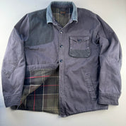Navy Barbour Beacon Corduroy Patchwork Chore Jacket with Green Plaid Lining L