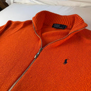 Polo Ralph Lauren Navy Pony Double Zip Thick Knitted Full Zip Jumper XL