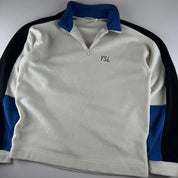 Early 2000s Yves Saint Laurent YSL Embroidered Spellout Quarter Zip Fleece XL