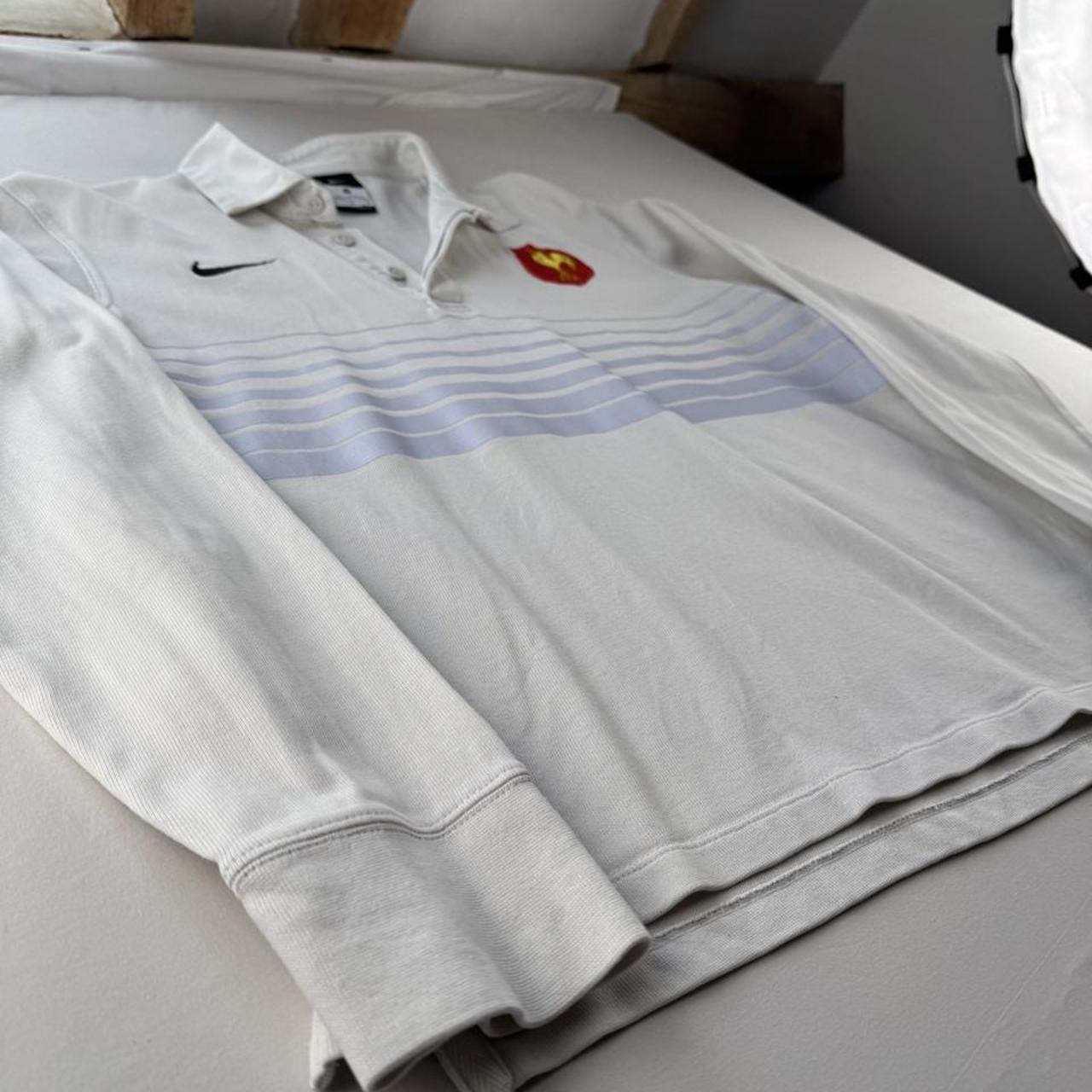 2009 Embroidered France Rugby Striped Rugby Polo M