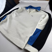 Early 2000s Yves Saint Laurent YSL Embroidered Spellout Quarter Zip Fleece XL