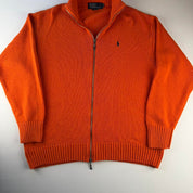 Polo Ralph Lauren Navy Pony Double Zip Thick Knitted Full Zip Jumper XL