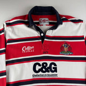 1999 Gloucester Rugby Cotton Traders Striped Rugby Polo Shirt L