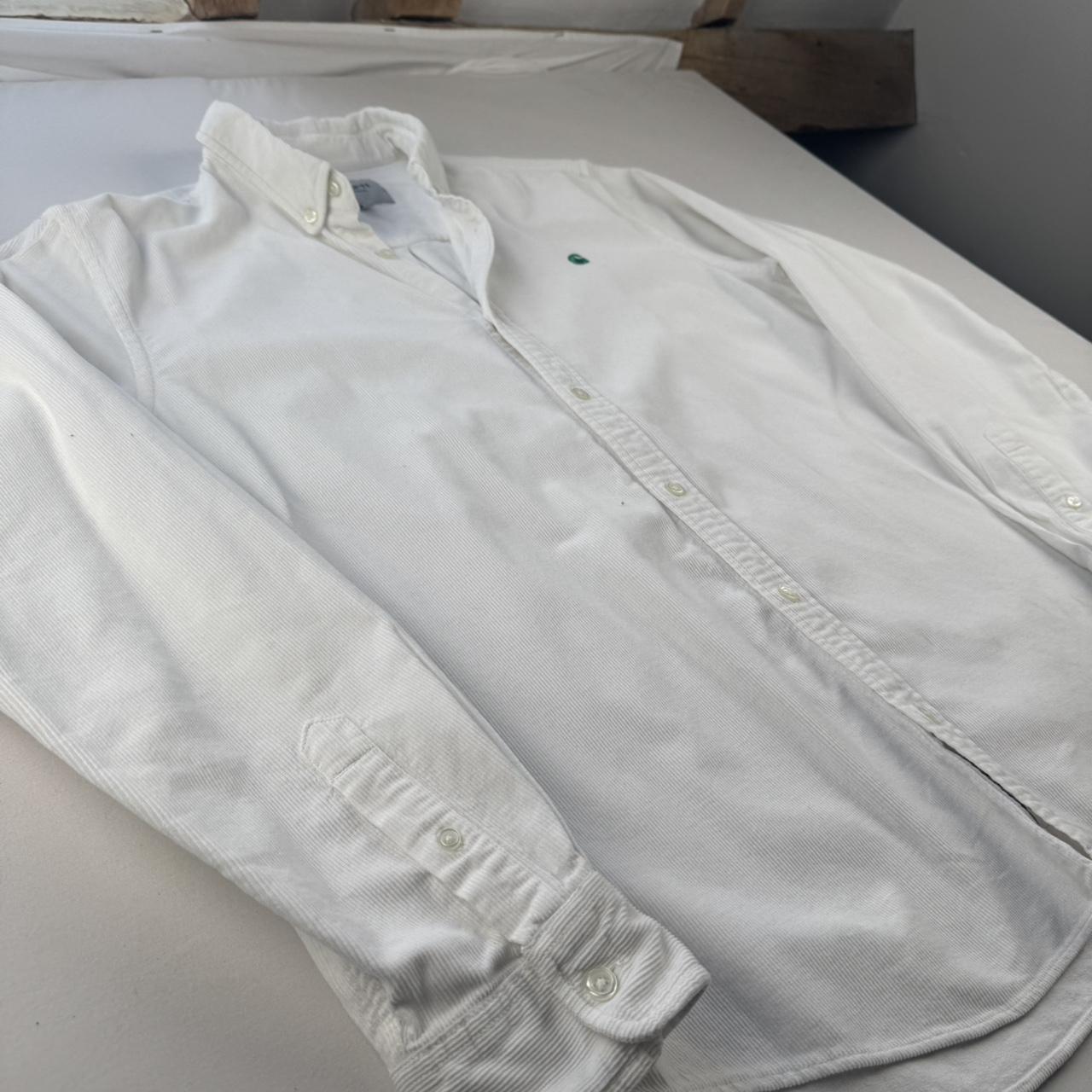 Carhartt WIP White and Green Corduroy Button Down Shirt L