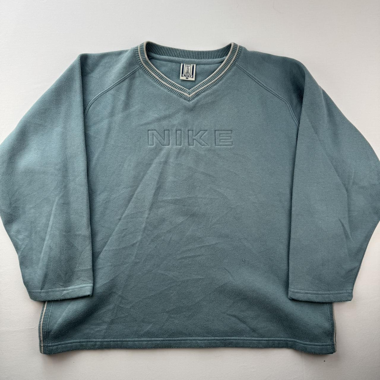 1990s Nike Embroidered Spellout V-Neck Jumper S