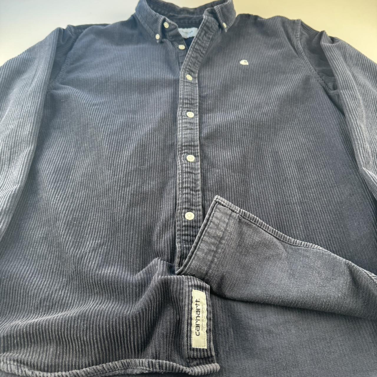 Navy Carhartt WIP Long Sleeve Madison Corduroy Button Down Shirt L