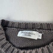 Yves Saint Laurent Crewneck Knit Sweater in Grey Size XL