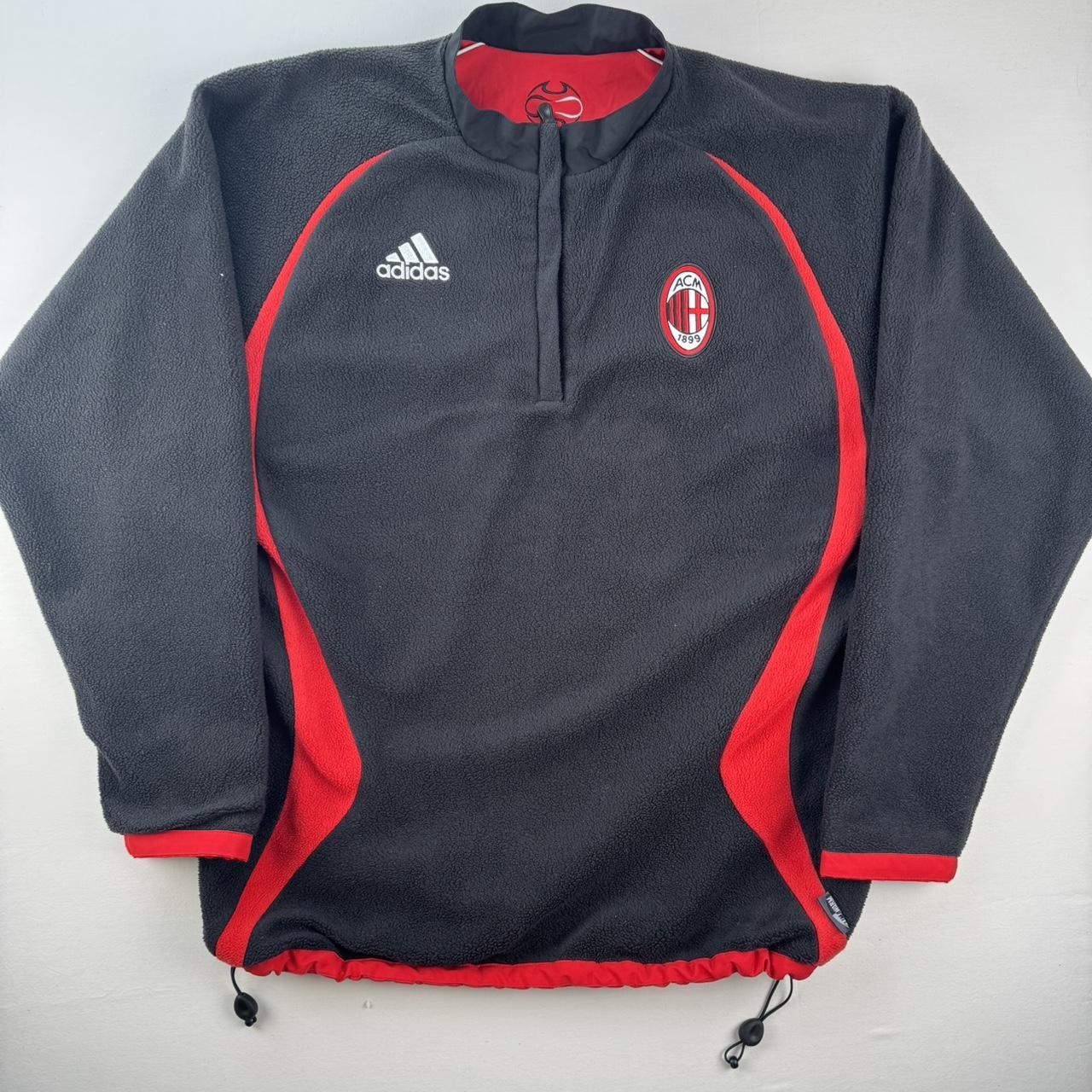 Rare Early 2000s Adidas AC Milan Reversible Fleece Jacket L