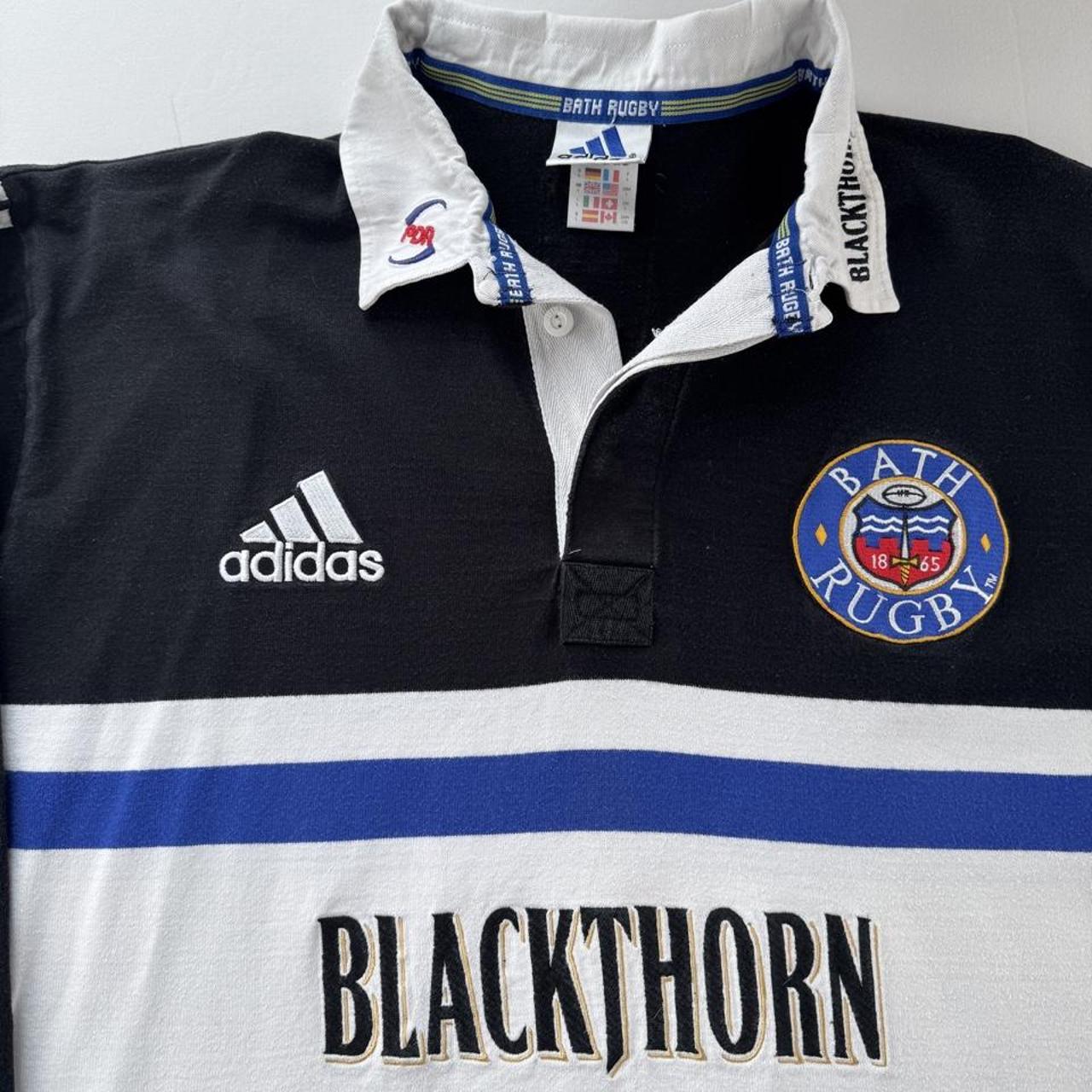 Immaculate 1998 Bath Adidas Rugby Polo Shirt L