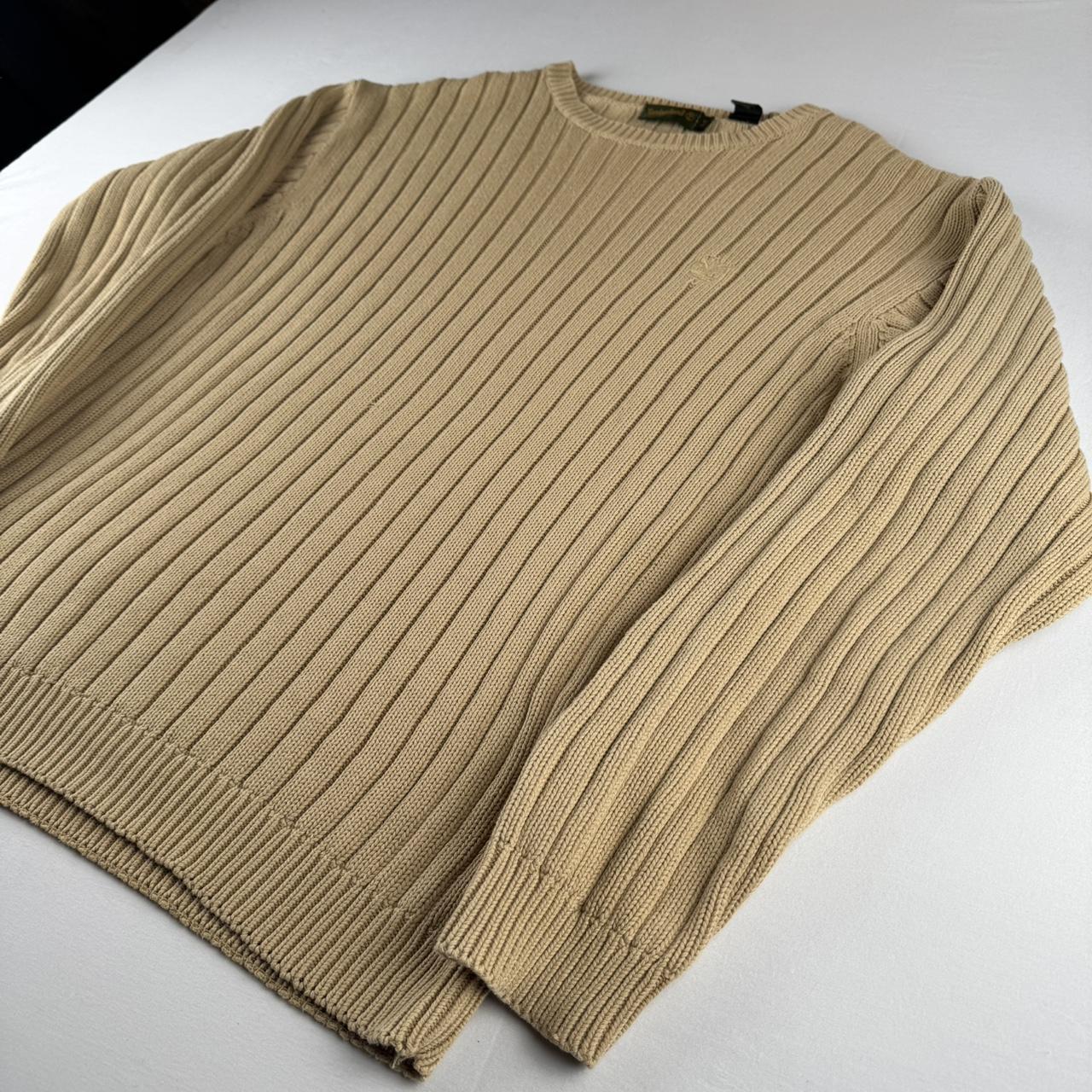 Beige Timberland Embroidered Logo Thick Knitted Navy Jumper M