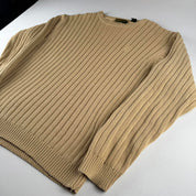 Beige Timberland Embroidered Logo Thick Knitted Navy Jumper M