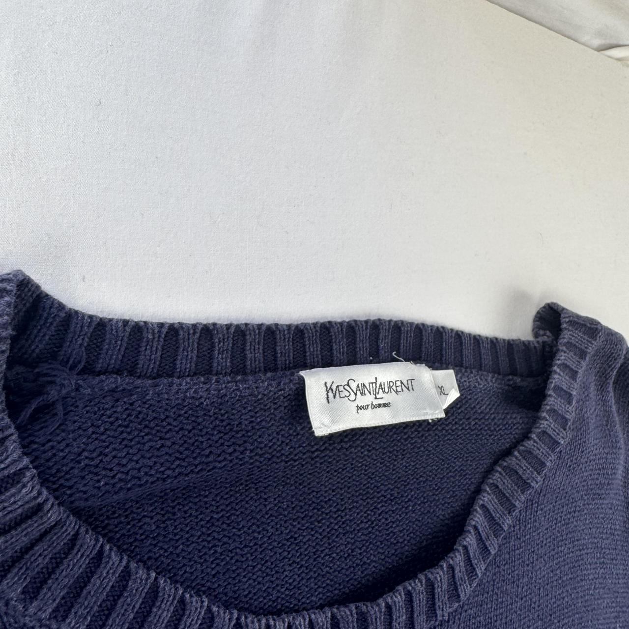 Yves Saint Laurent Crewneck Knit Sweater in Navy Size XL