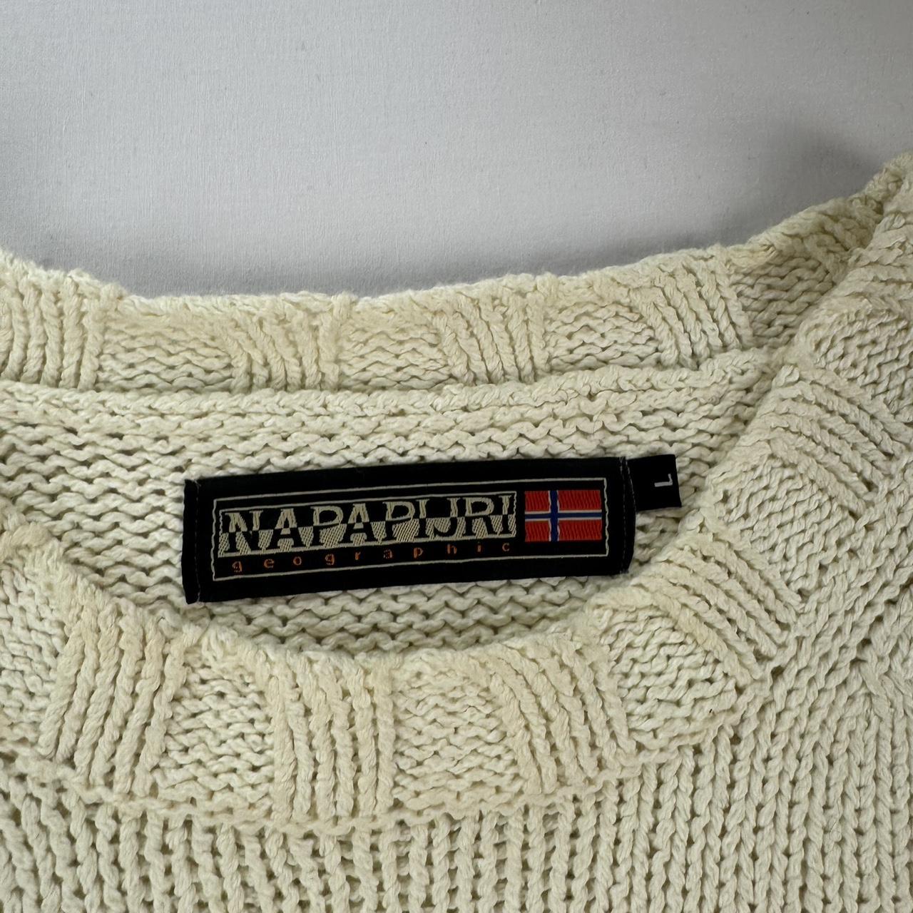 Napapijri Cream Oversized Spellout Knitted Jumper XL