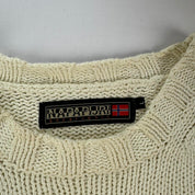 Napapijri Cream Oversized Spellout Knitted Jumper XL