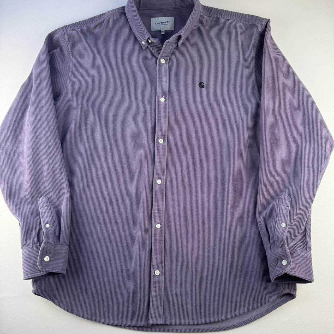 Purple Carhartt WIP Long Sleeve Madison Corduroy Button Down Shirt XXL