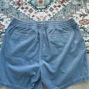 Polo Ralph Lauren baby blue corduroy shorts with logo patch and classic cut.