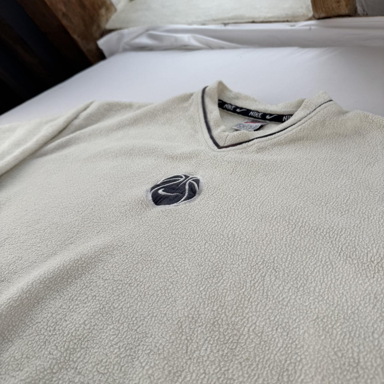 Rare 1990s Centre Swoosh V Neck Fleece Sweatshirt XL