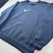 Womens Navy 1990s Nike Embroidered Swoosh Sweatshirt 12-14