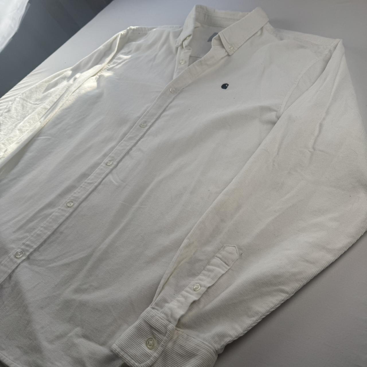 White Carhartt WIP Long Sleeve Madison Corduroy Button Down Shirt XXL