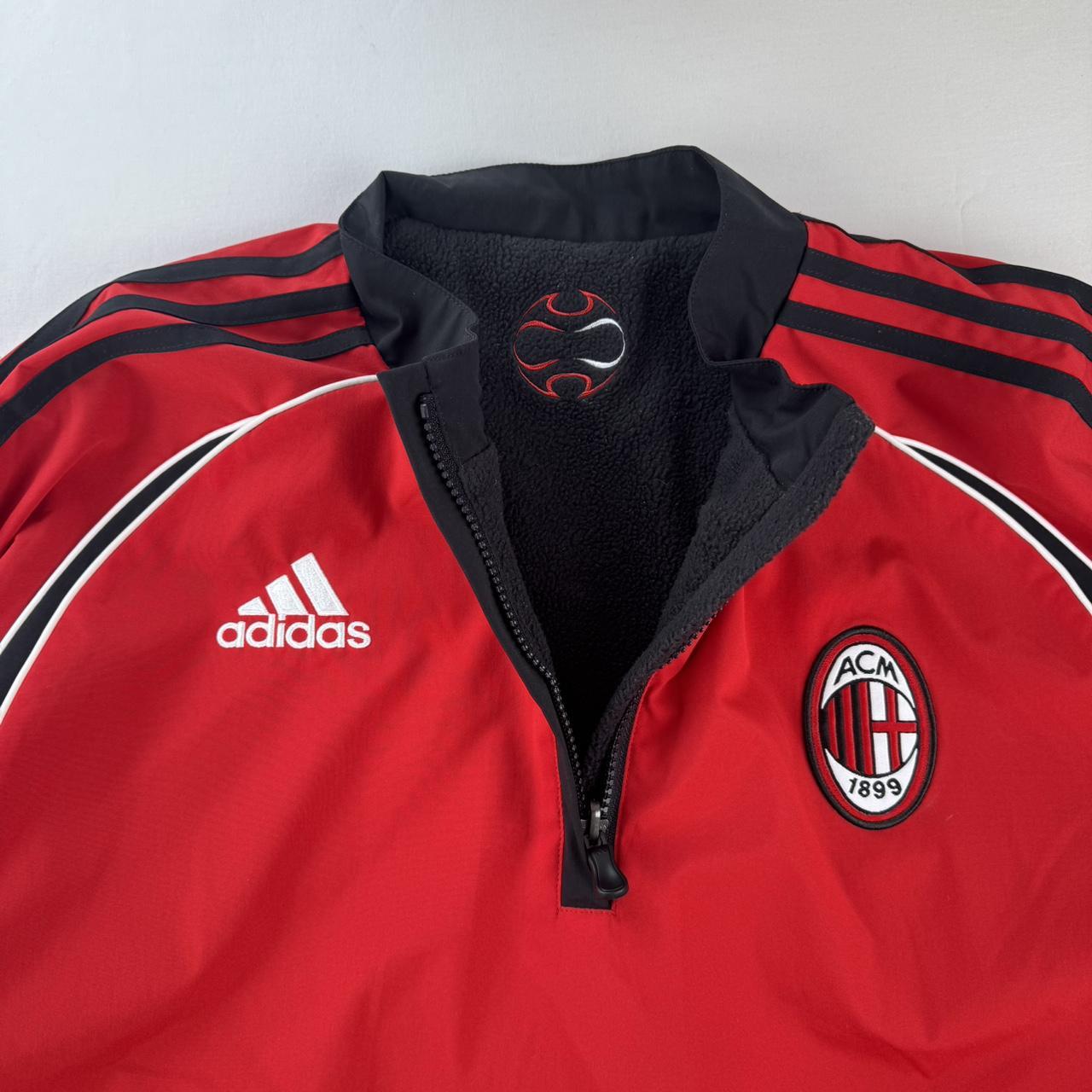Rare Early 2000s Adidas AC Milan Reversible Fleece Jacket L