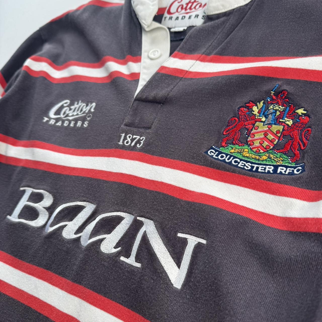 1990s Cotton Traders Gloucester Rugby Striped Polo M