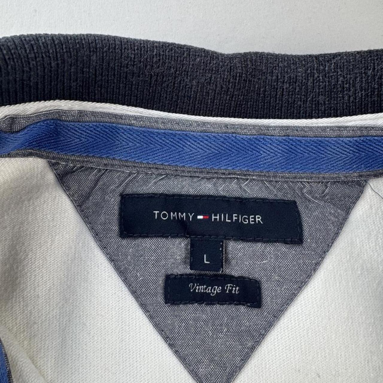 Tommy Hilfiger Embroidered Spellout Striped Rugby Polo L