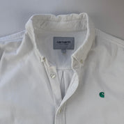 Carhartt WIP White and Green Corduroy Button Down Shirt L